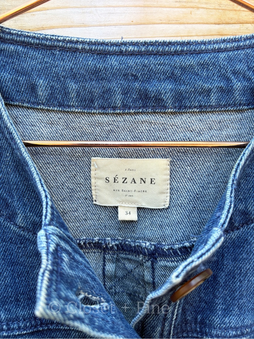 Sezane Lucia Denim Jumpsuit Short Sleeve Size 2 FR 34 - Picture 4 of 17